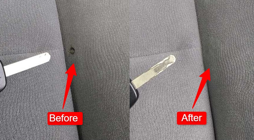 car seat cigarette burn repair